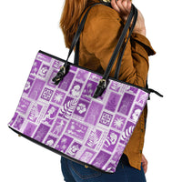 Hawaii Christmas Retro Patchwork Leather Tote Bag Violet - Wonder Print Shop