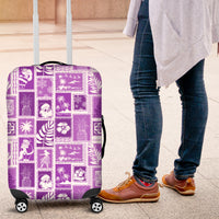 Hawaii Christmas Retro Patchwork Luggage Cover Violet - Wonder Print Shop
