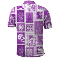 Hawaii Christmas Retro Patchwork Polo Shirt Violet - Wonder Print Shop