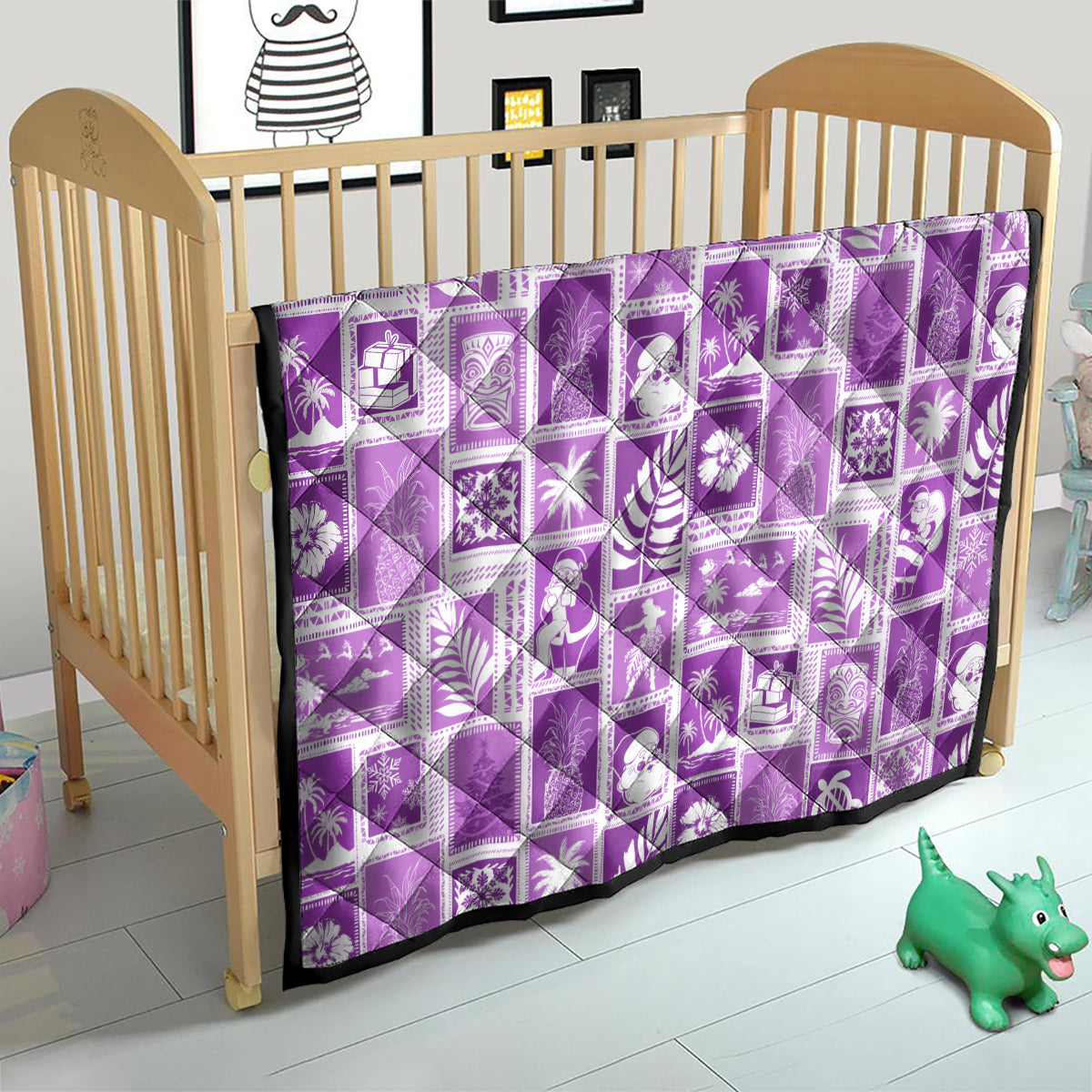Hawaii Christmas Retro Patchwork Quilt Violet - Wonder Print Shop