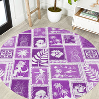 hawaii-christmas-retro-patchwork-round-carpet-violet