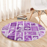 hawaii-christmas-retro-patchwork-round-carpet-violet