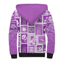 Hawaii Christmas Retro Patchwork Sherpa Hoodie Violet - Wonder Print Shop