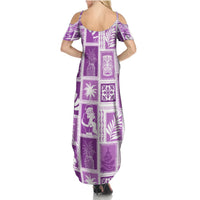 Hawaii Christmas Retro Patchwork Summer Maxi Dress Violet - Wonder Print Shop