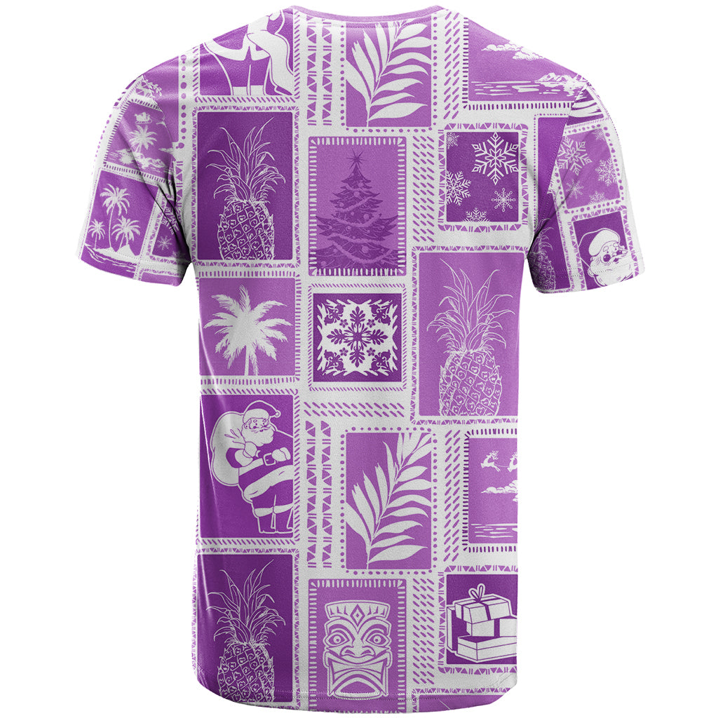 Hawaii Christmas Retro Patchwork T Shirt Violet - Wonder Print Shop