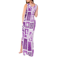 Hawaii Christmas Retro Patchwork Tank Maxi Dress Violet - Wonder Print Shop