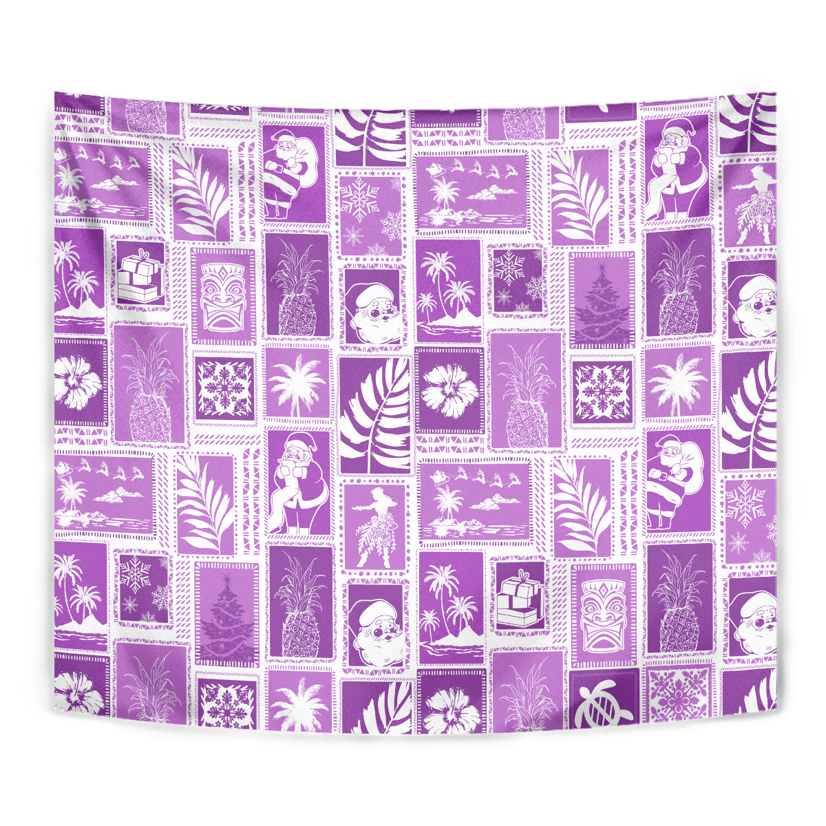 Hawaii Christmas Retro Patchwork Tapestry Violet - Wonder Print Shop