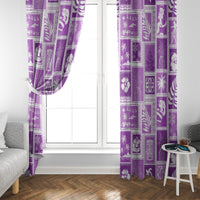 Hawaii Christmas Retro Patchwork Window Curtain Violet - Wonder Print Shop