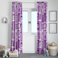 Hawaii Christmas Retro Patchwork Window Curtain Violet - Wonder Print Shop