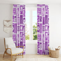 Hawaii Christmas Retro Patchwork Window Curtain Violet - Wonder Print Shop