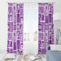 Hawaii Christmas Retro Patchwork Window Curtain Violet - Wonder Print Shop