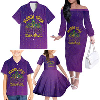 Mardi Gras Festive Confetti Family Matching Off Shoulder Long Sleeve Dress and Hawaiian Shirt - Wonder Print Shop