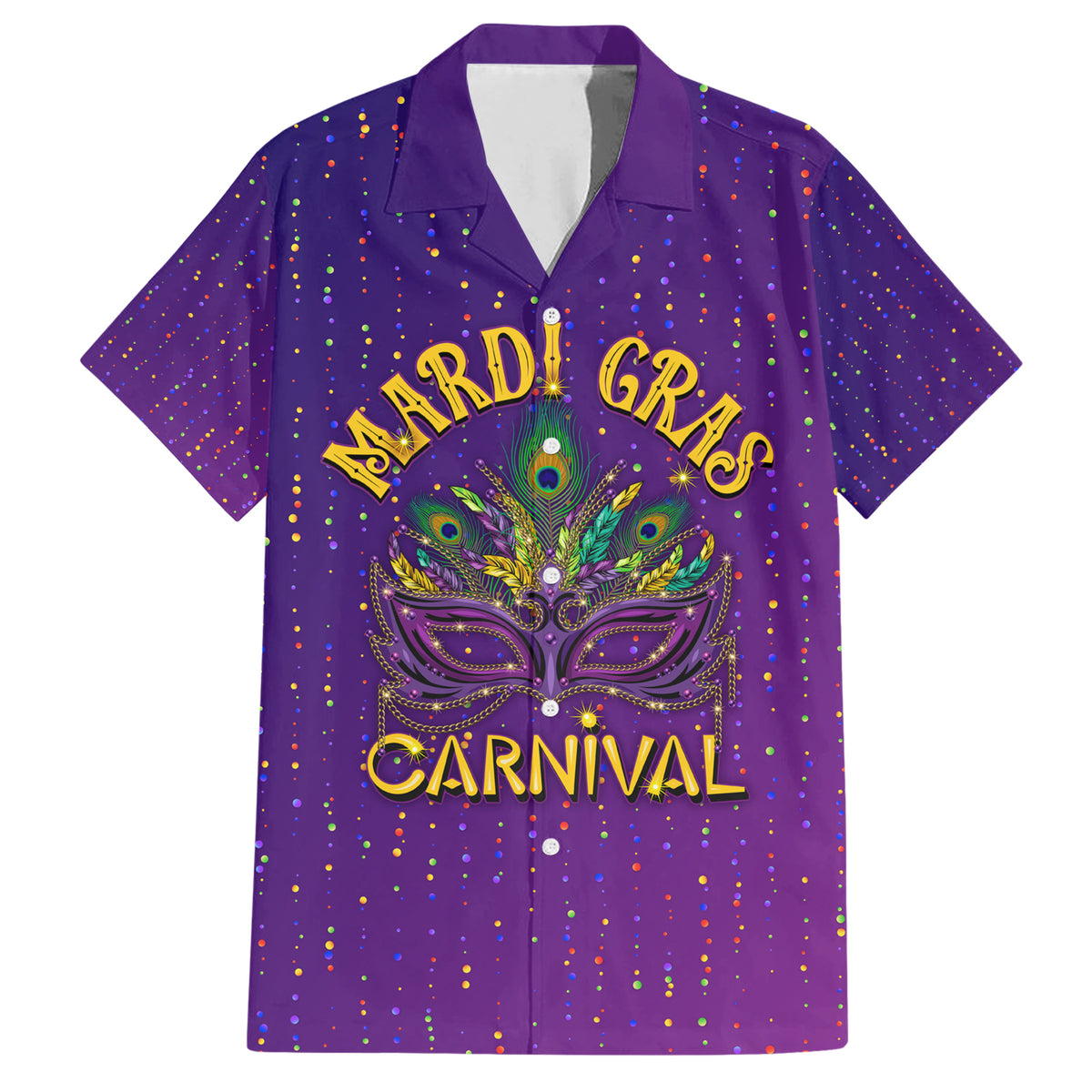 Mardi Gras Festive Confetti Family Matching Short Sleeve Bodycon Dress and Hawaiian Shirt - Wonder Print Shop