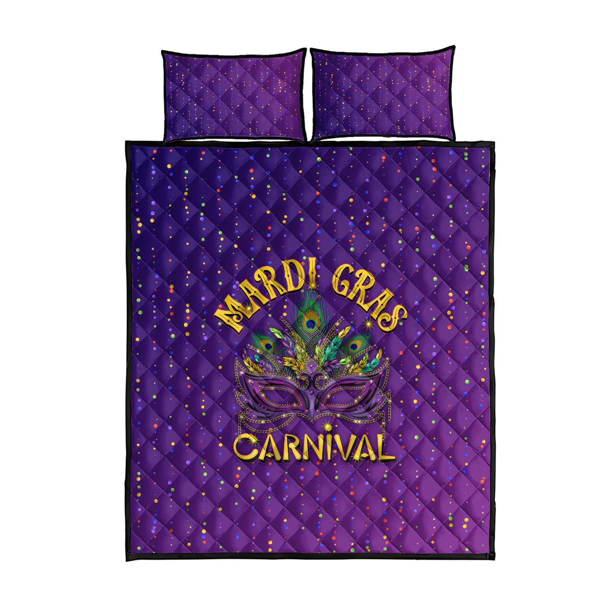 Mardi Gras Festive Confetti Quilt Bed Set - Wonder Print Shop