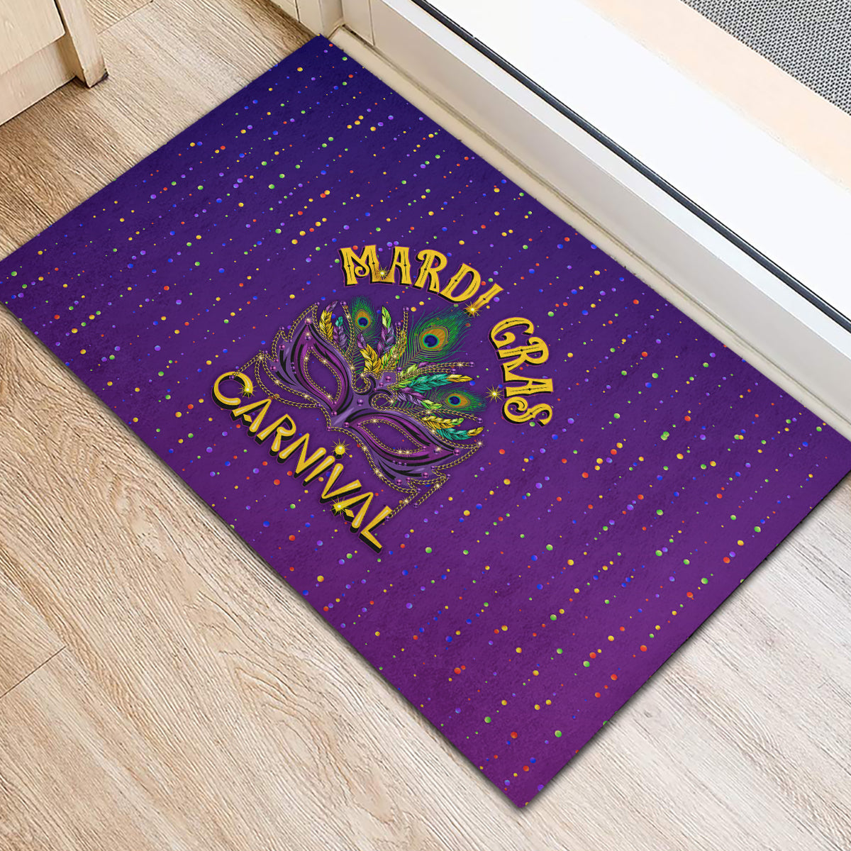 Mardi Gras Festive Confetti Rubber Doormat - Wonder Print Shop