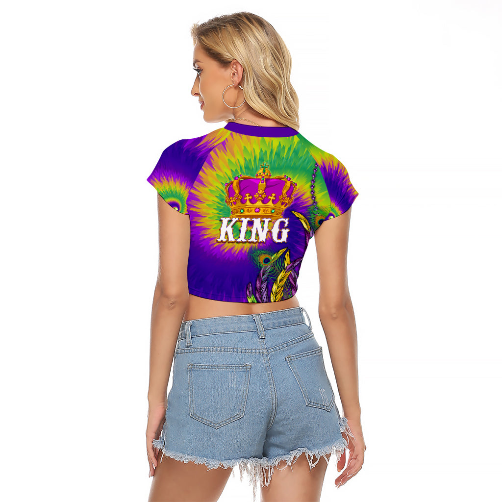Mardi Gras Raglan Cropped T Shirt Tie-dye Style - King - Wonder Print Shop