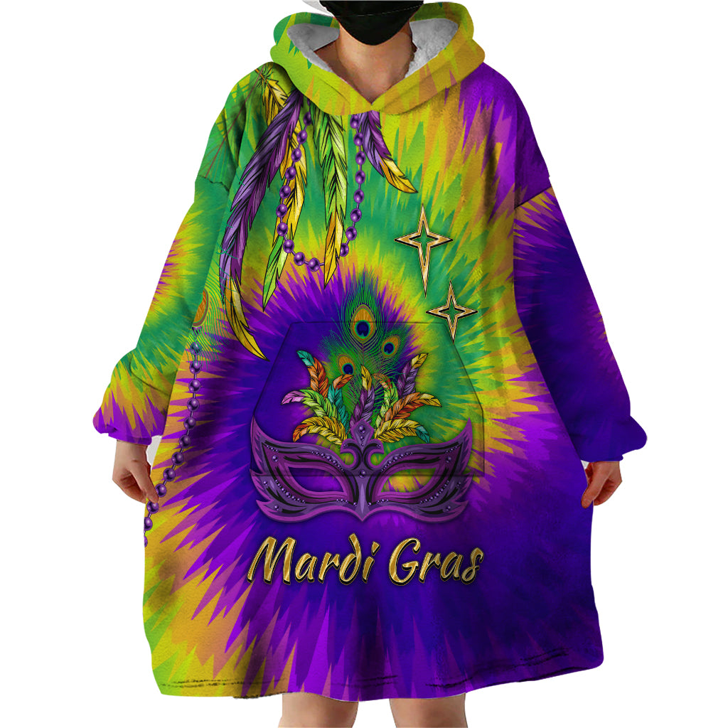 Mardi Gras Wearable Blanket Hoodie Tie-dye Style - King - Wonder Print Shop