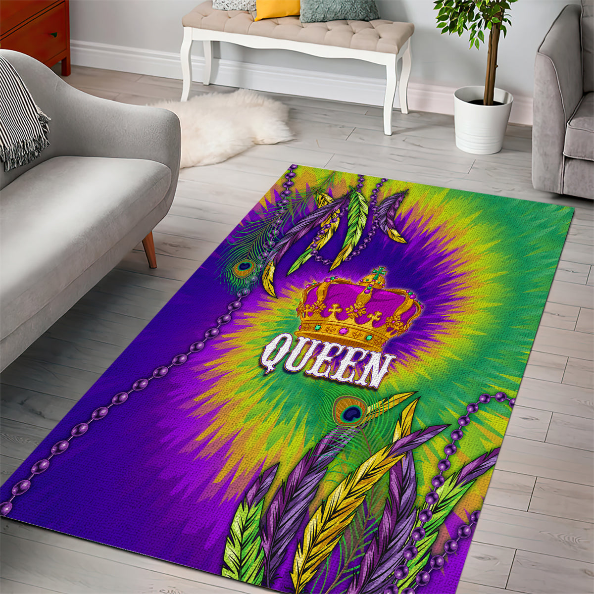 Mardi Gras Area Rug Tie-dye Style - Queen LT7 - Wonder Print Shop