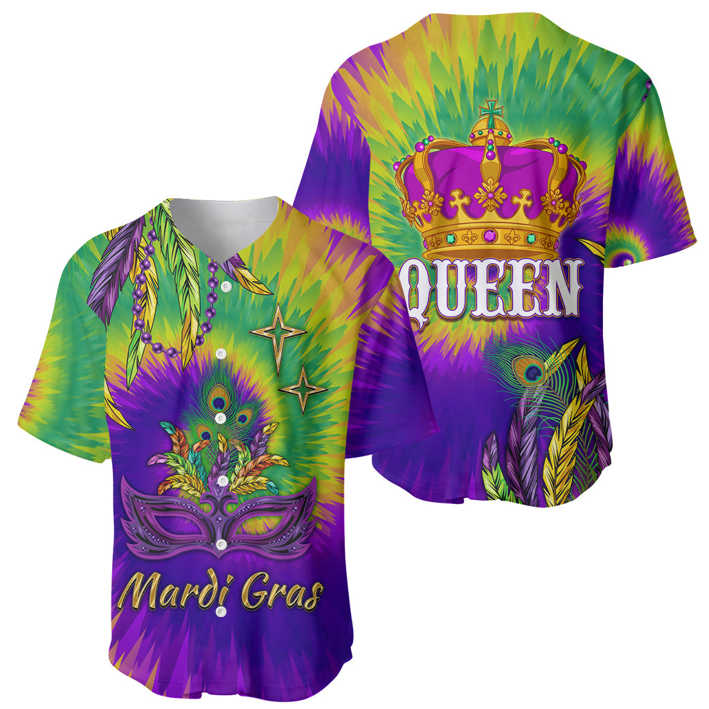 Mardi Gras Baseball Jersey Tie-dye Style - Queen LT7 - Wonder Print Shop
