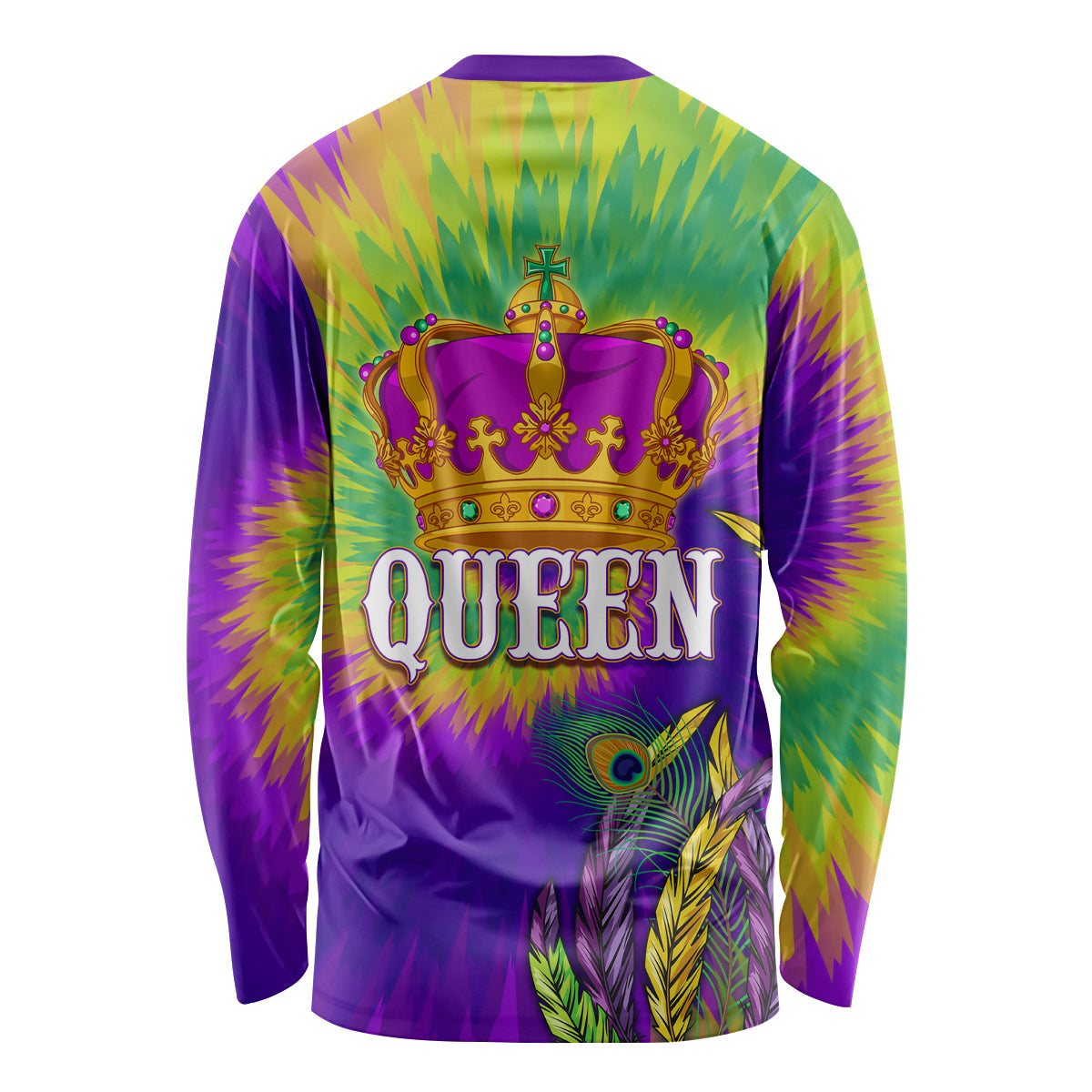 Mardi Gras Long Sleeve Shirt Tie-dye Style - Queen - Wonder Print Shop