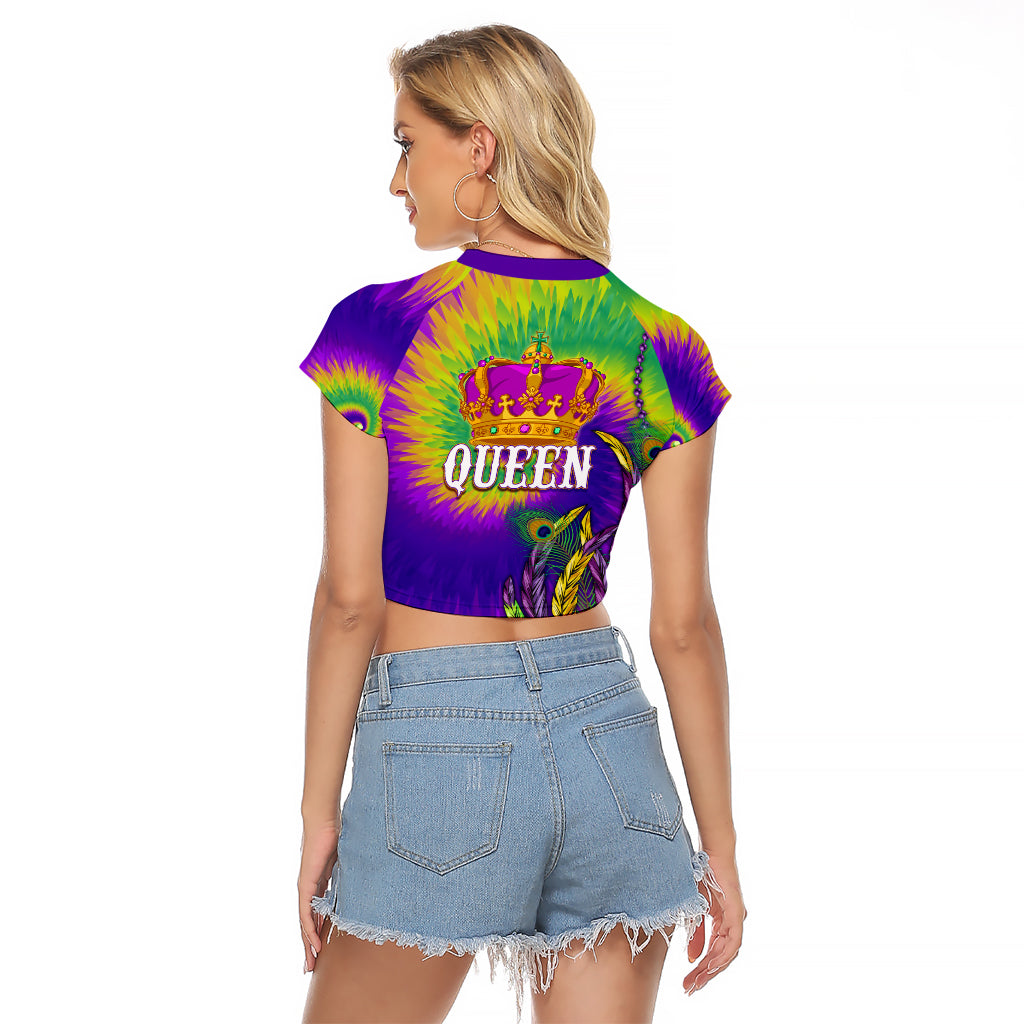 Mardi Gras Raglan Cropped T Shirt Tie-dye Style - Queen - Wonder Print Shop