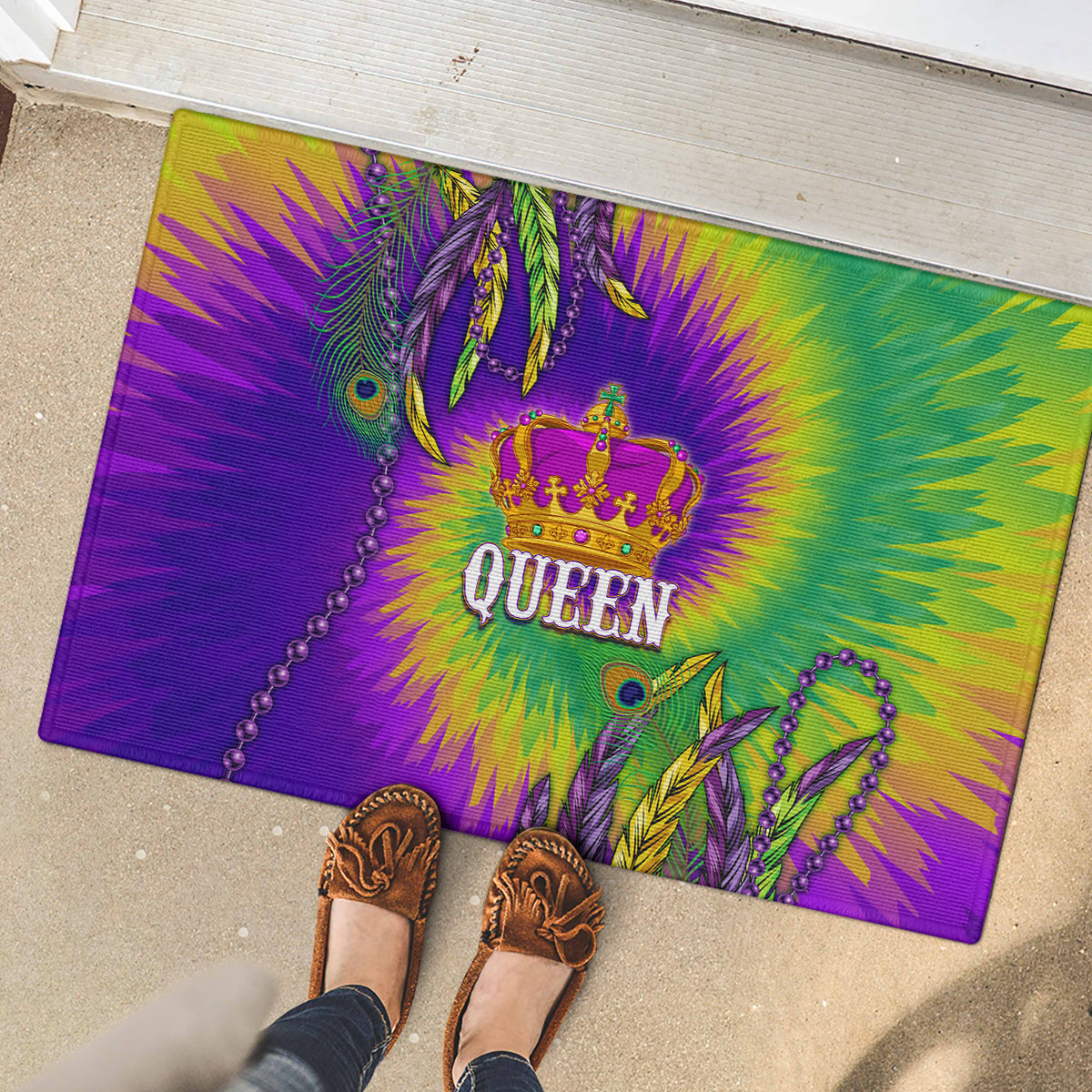Mardi Gras Rubber Doormat Tie-dye Style - Queen - Wonder Print Shop