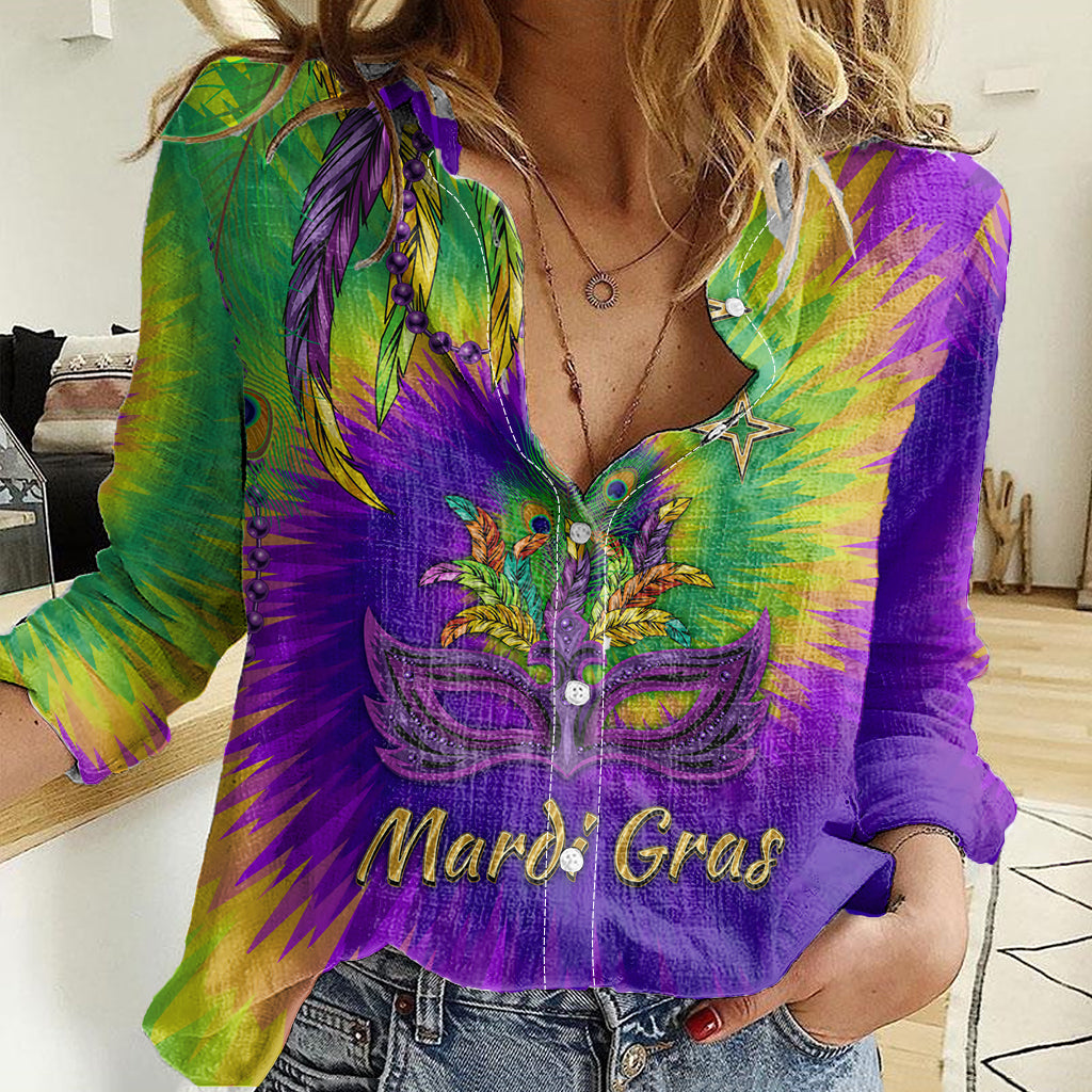 Mardi Gras Women Casual Shirt Tie-dye Style - Queen - Wonder Print Shop