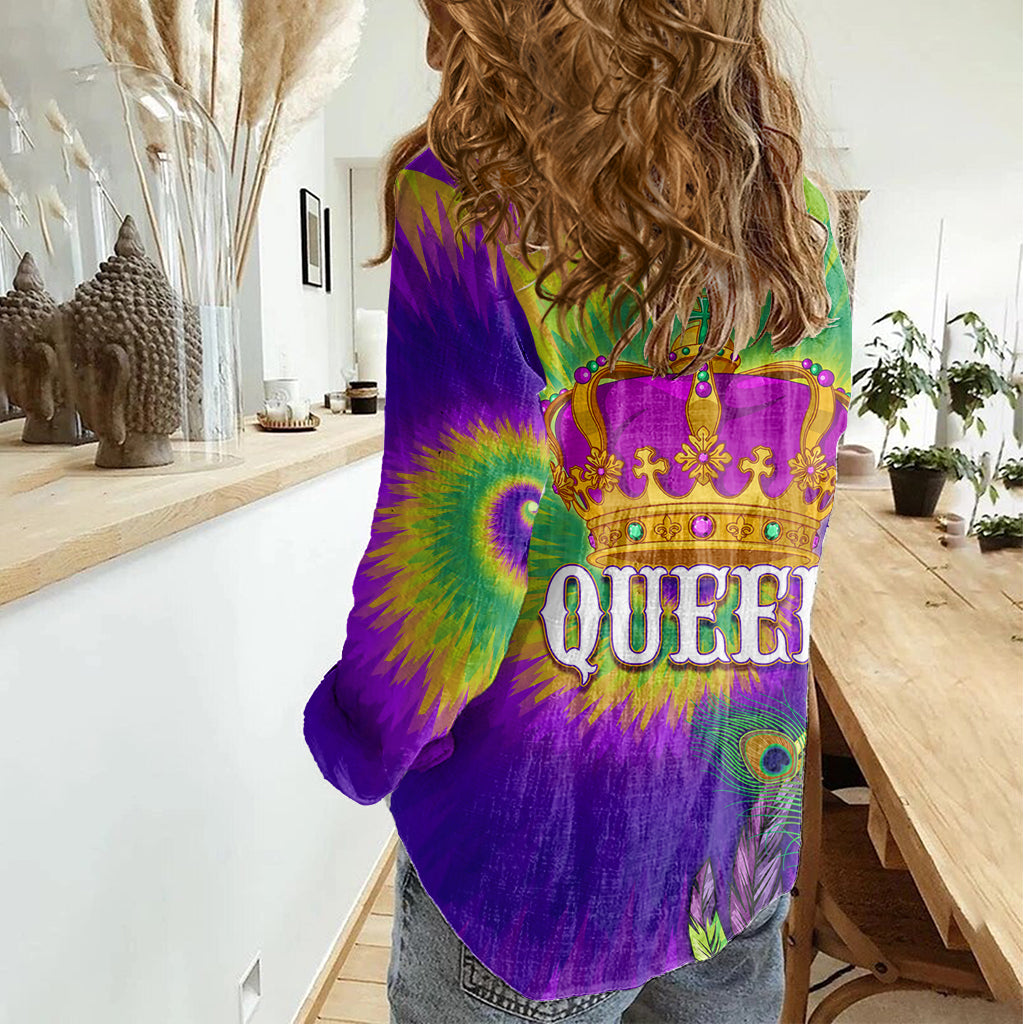 Mardi Gras Women Casual Shirt Tie-dye Style - Queen - Wonder Print Shop