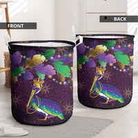 Faux Glitter Funny Mardi Gras Pelican Laundry Basket Party Vibes - Wonder Print Shop