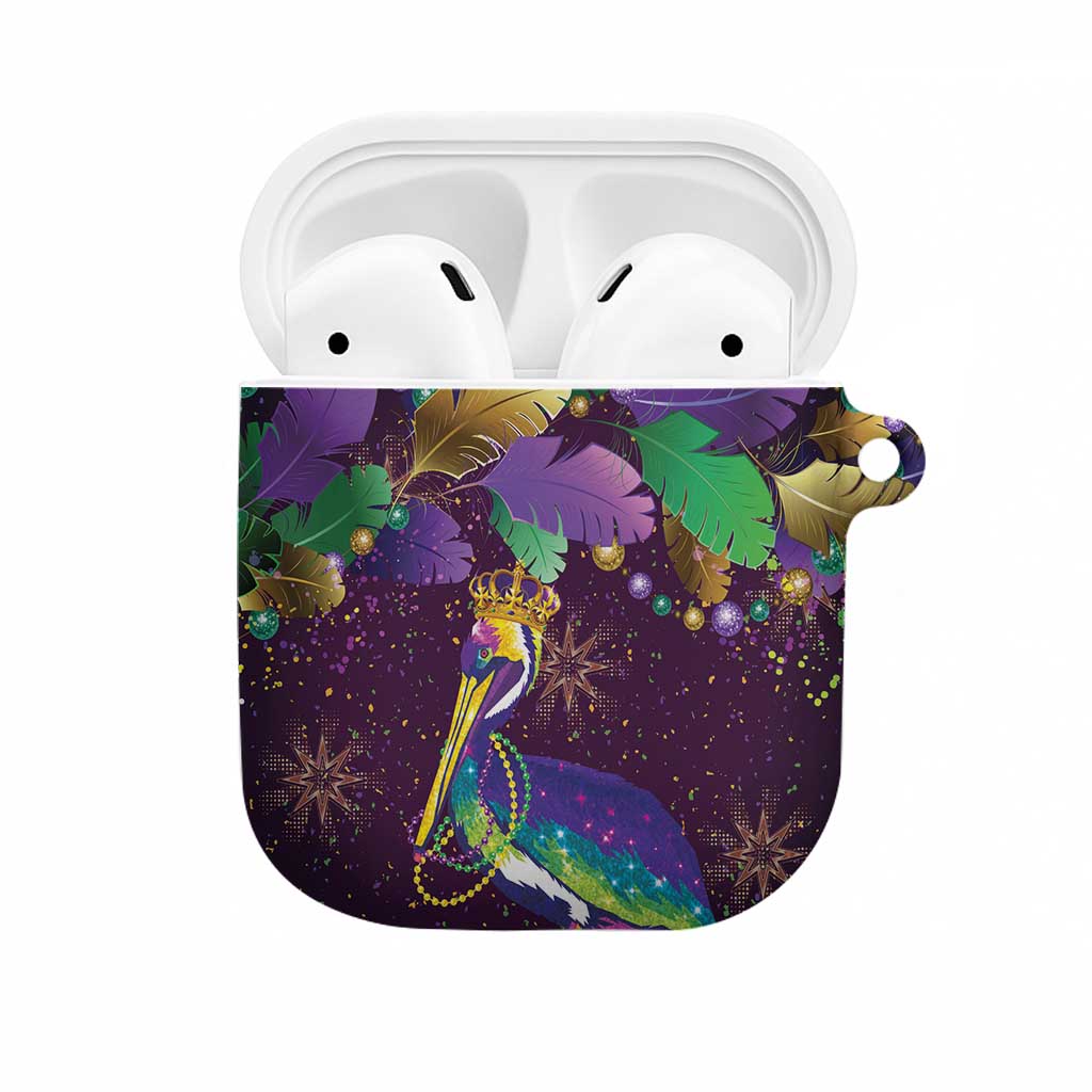 Faux Glitter Funny Mardi Gras Pelican AirPods Case Party Vibes - Wonder Print Shop