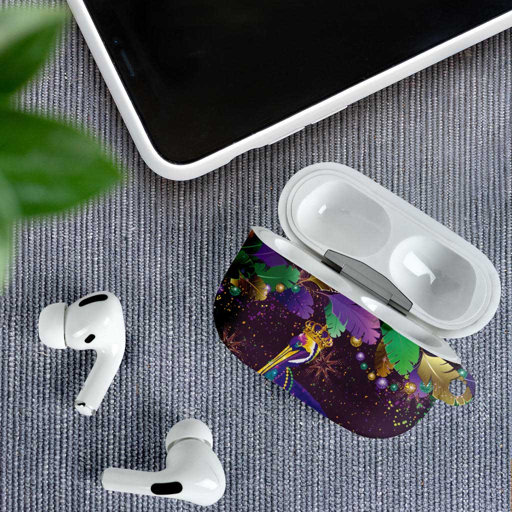 Faux Glitter Funny Mardi Gras Pelican AirPods Case Party Vibes - Wonder Print Shop