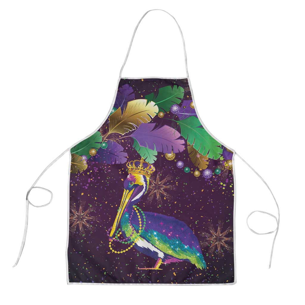 Faux Glitter Funny Mardi Gras Pelican Apron Party Vibes - Wonder Print Shop