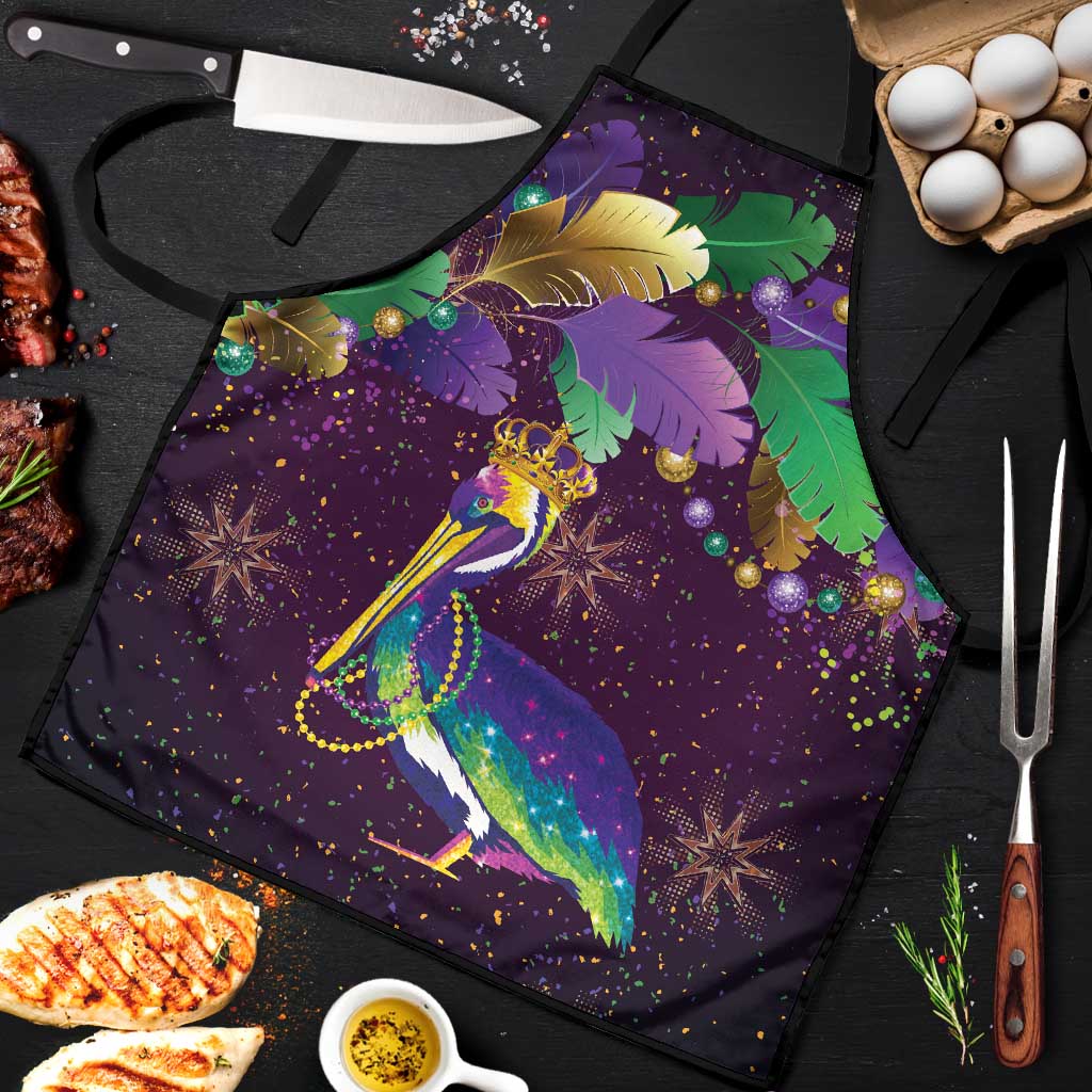 Faux Glitter Funny Mardi Gras Pelican Apron Party Vibes - Wonder Print Shop
