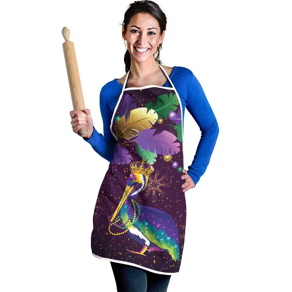 Faux Glitter Funny Mardi Gras Pelican Apron Party Vibes - Wonder Print Shop