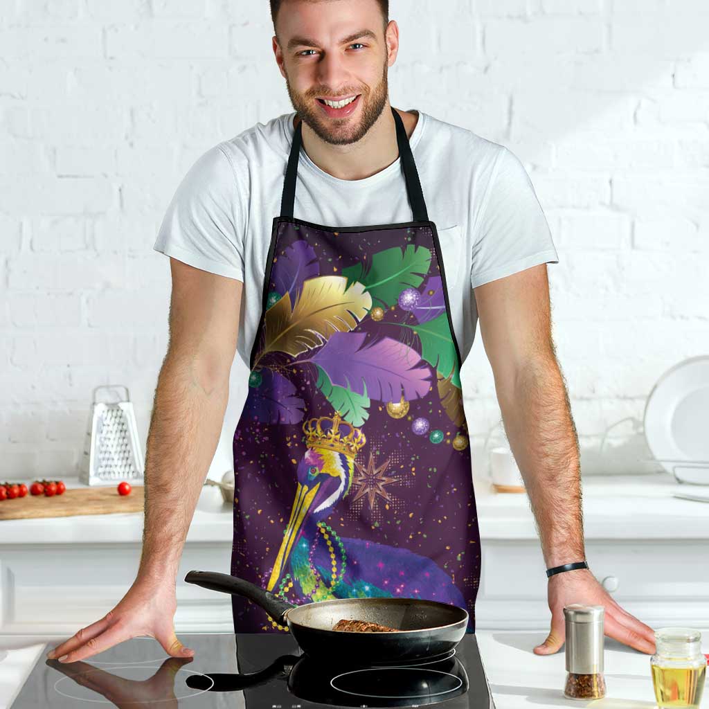 Faux Glitter Funny Mardi Gras Pelican Apron Party Vibes - Wonder Print Shop