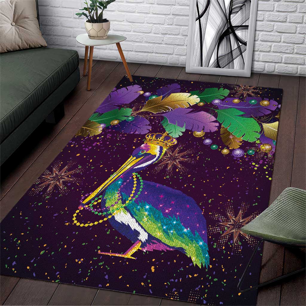Faux Glitter Funny Mardi Gras Pelican Area Rug Party Vibes - Wonder Print Shop