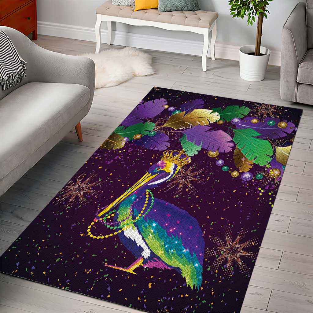 Faux Glitter Funny Mardi Gras Pelican Area Rug Party Vibes - Wonder Print Shop