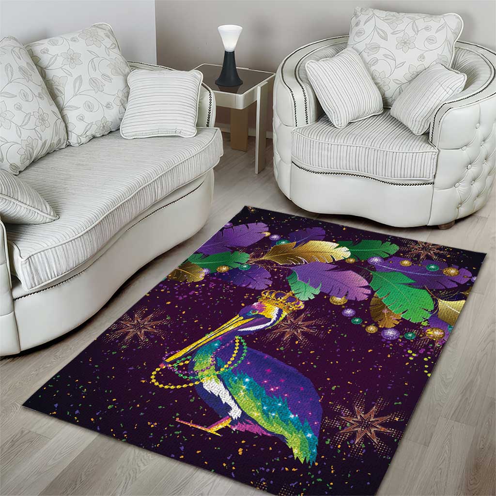 Faux Glitter Funny Mardi Gras Pelican Area Rug Party Vibes - Wonder Print Shop