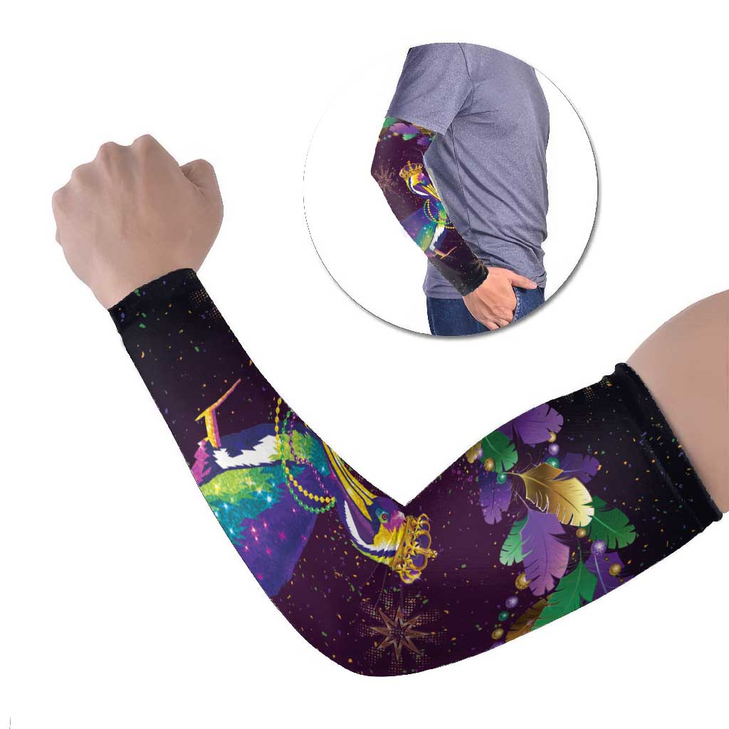 Faux Glitter Funny Mardi Gras Pelican Arm Sleeves Party Vibes - Wonder Print Shop