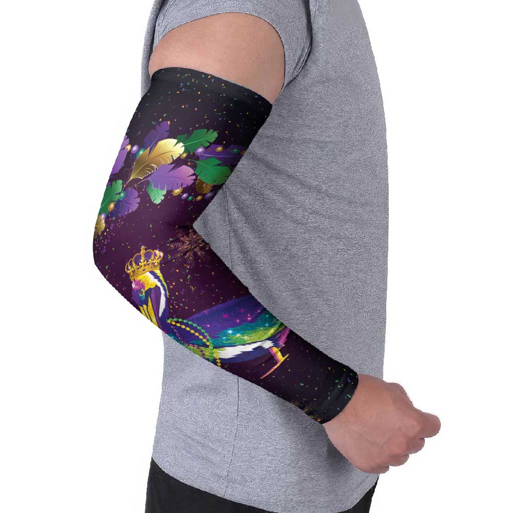 Faux Glitter Funny Mardi Gras Pelican Arm Sleeves Party Vibes - Wonder Print Shop
