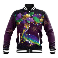 Faux Glitter Funny Mardi Gras Pelican Baseball Jacket Party Vibes - Wonder Print Shop