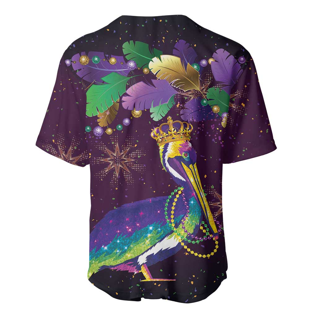 Faux Glitter Funny Mardi Gras Pelican Baseball Jersey Party Vibes - Wonder Print Shop