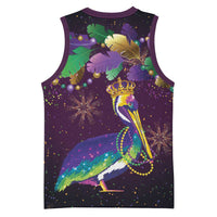 Faux Glitter Funny Mardi Gras Pelican Basketball Jersey Party Vibes - Wonder Print Shop