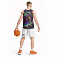 Faux Glitter Funny Mardi Gras Pelican Basketball Jersey Party Vibes - Wonder Print Shop