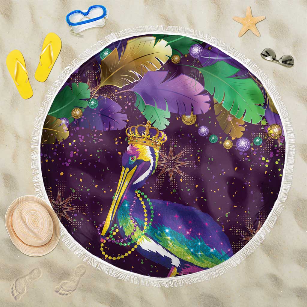 Faux Glitter Funny Mardi Gras Pelican Beach Blanket Party Vibes - Wonder Print Shop