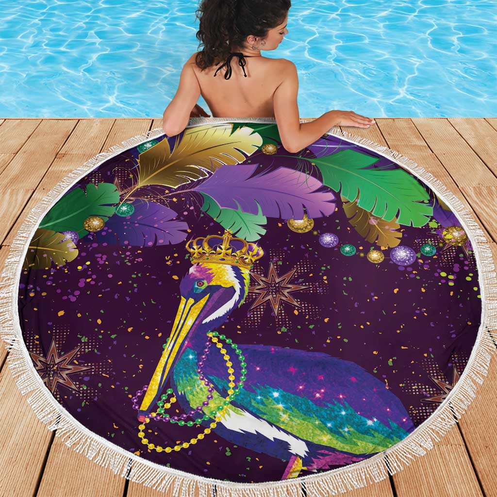 Faux Glitter Funny Mardi Gras Pelican Beach Blanket Party Vibes - Wonder Print Shop