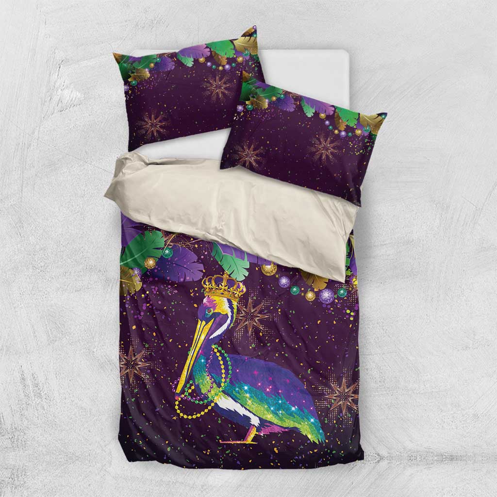 Faux Glitter Funny Mardi Gras Pelican Bedding Set Party Vibes - Wonder Print Shop