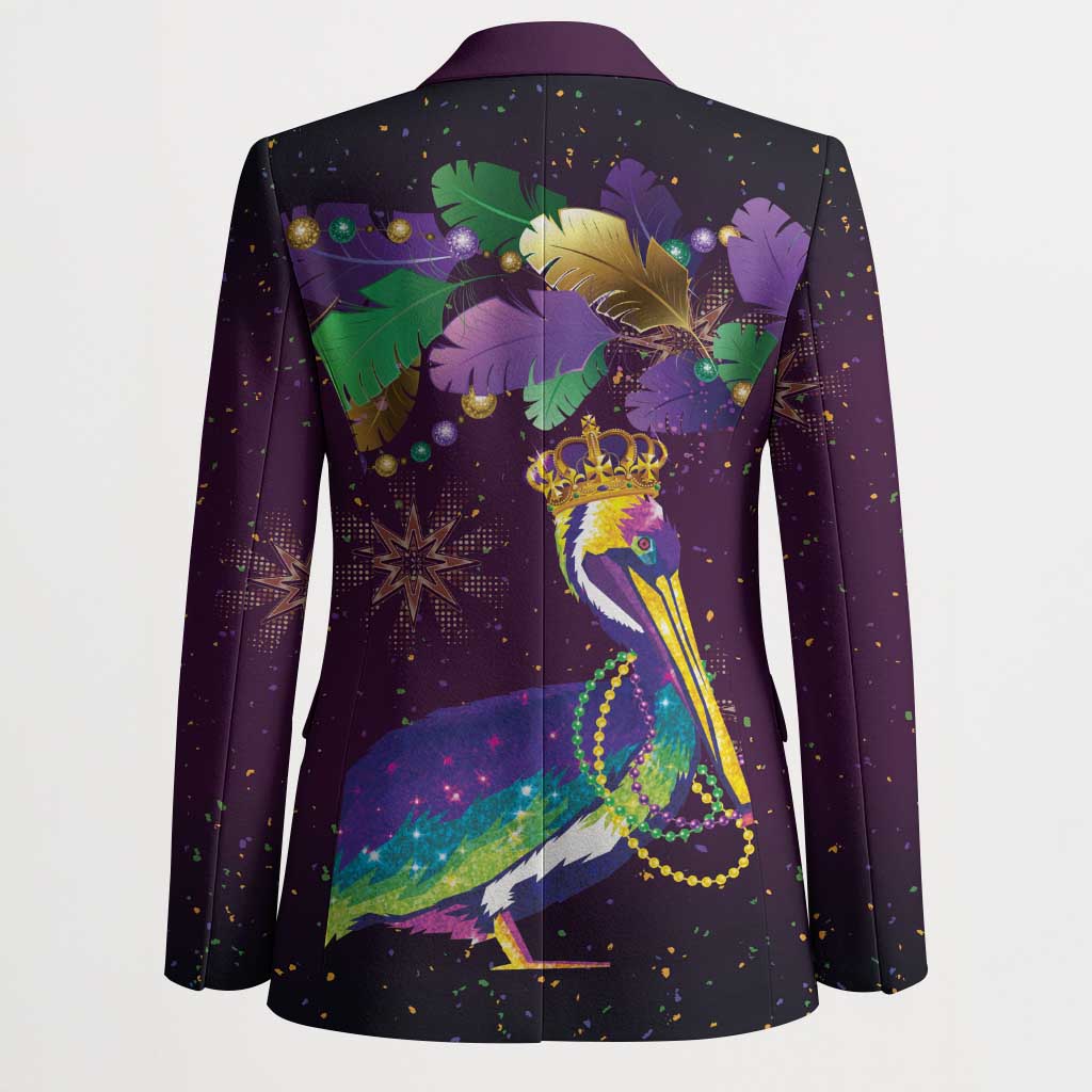 Faux Glitter Funny Mardi Gras Pelican Blazer Party Vibes - Wonder Print Shop