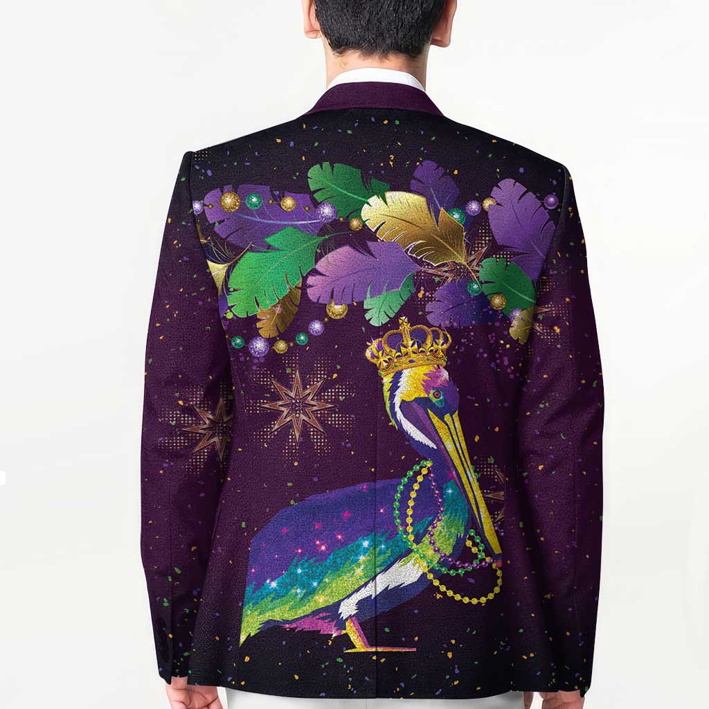 Faux Glitter Funny Mardi Gras Pelican Blazer Party Vibes - Wonder Print Shop