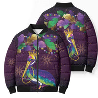 Faux Glitter Funny Mardi Gras Pelican Bomber Puffer Jacket Party Vibes - Wonder Print Shop